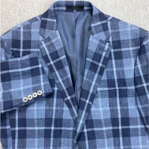 Lauren Ralph Lauren Blazer Mens 40R Plaid 100% Linen 2-Button Black Label Lined